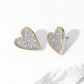Madeline Love Two Tone 14K Gold Plated CZ Stone Paved Heart Stud Earrings