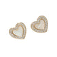 Madeline Love Gold, Mother of Pearl 14K Gold Plated CZ Stone Pave Rim Mother of Pearl Heart Stud Earrings - desc