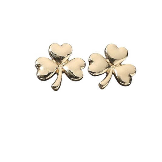SECRET BOX_14K Gold Dipped Shamrock Clover Stud Earrings perfectly blend style and elegance. Made with high-quality materials, these earrings are not only beautifully designed but also durable. The 14K gold plating adds a touch of luxury, making them the perfect addition to any outfit. 