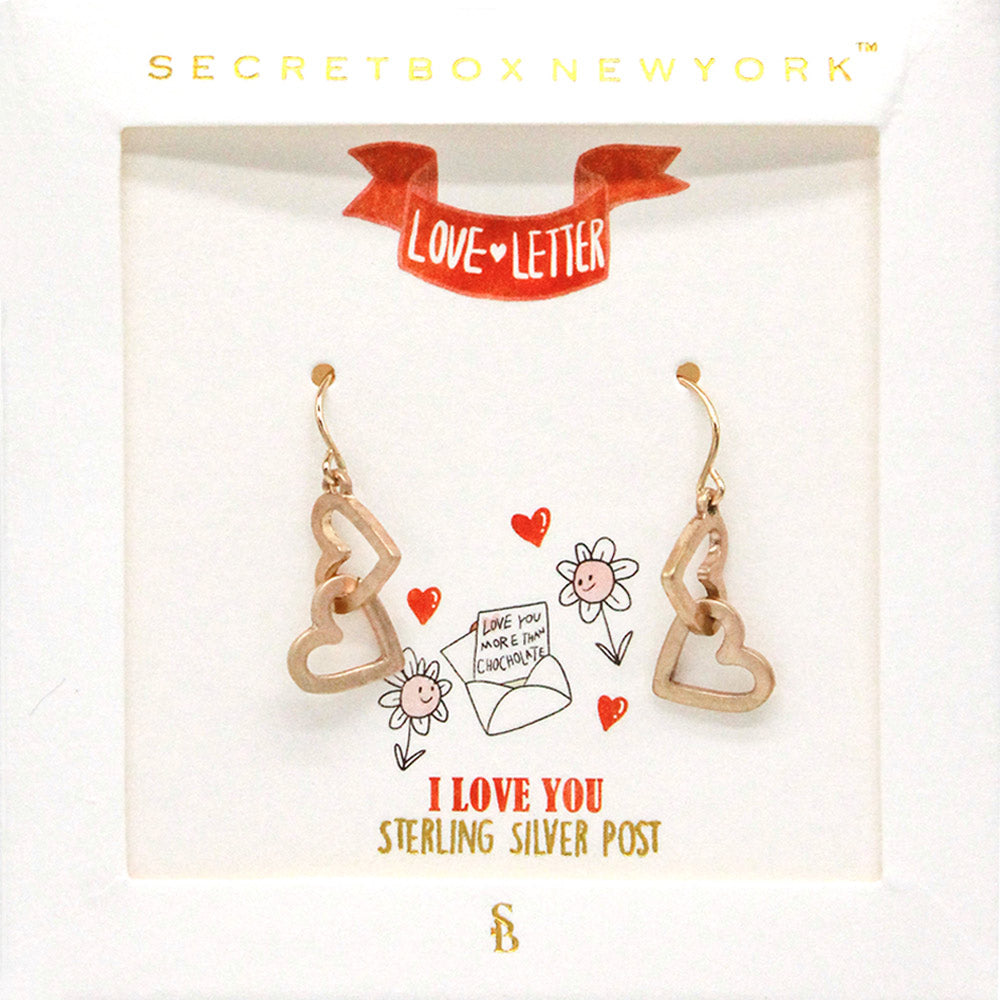 Secret Box Double Open Metal Heart Link Dangle Earrings. Look like the ultimate fashionista with these Earrings! Add something special to your outfit this Valentine! special It will be your new favorite accessory. Perfect Birthday, Anniversary, Mother's Day, Graduation, and Valentine's Day Gift.