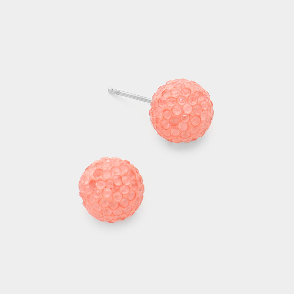 Madeline Love Peach Resin Disco Ball Stud Earrings
