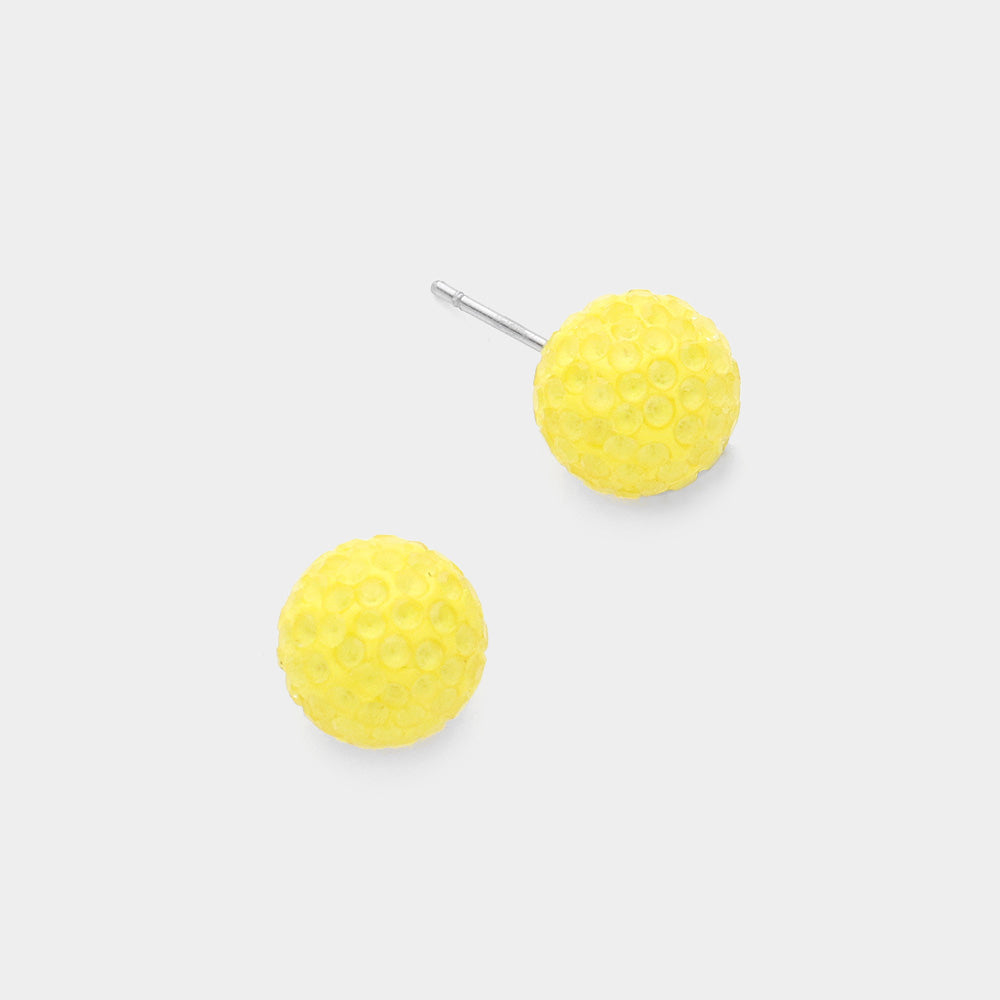 Madeline Love Yellow Resin Disco Ball Stud Earrings