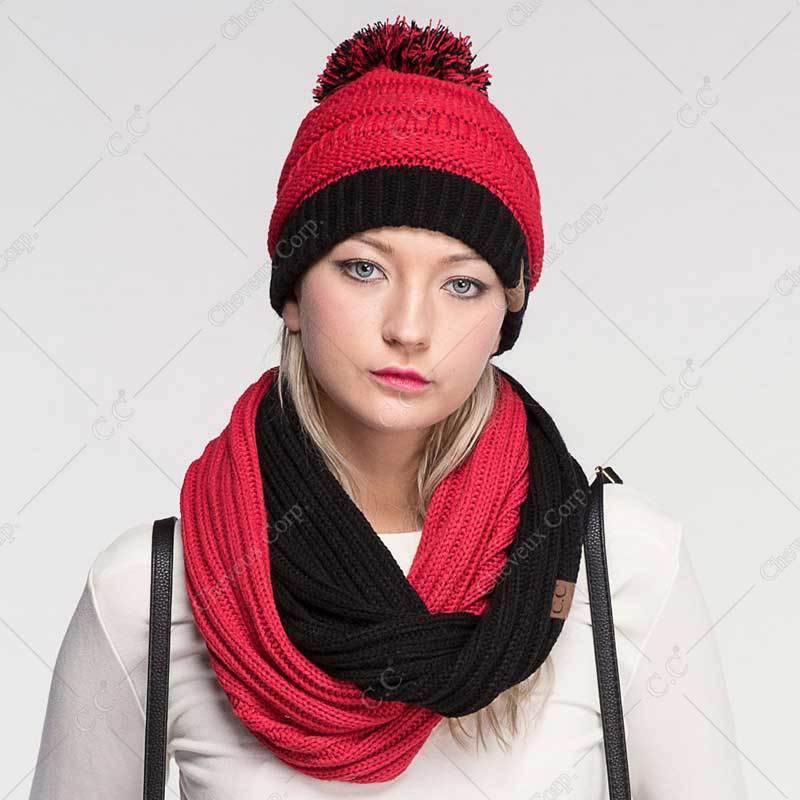 C.C Team Color Two Tone Ribbed Infinity Scarf