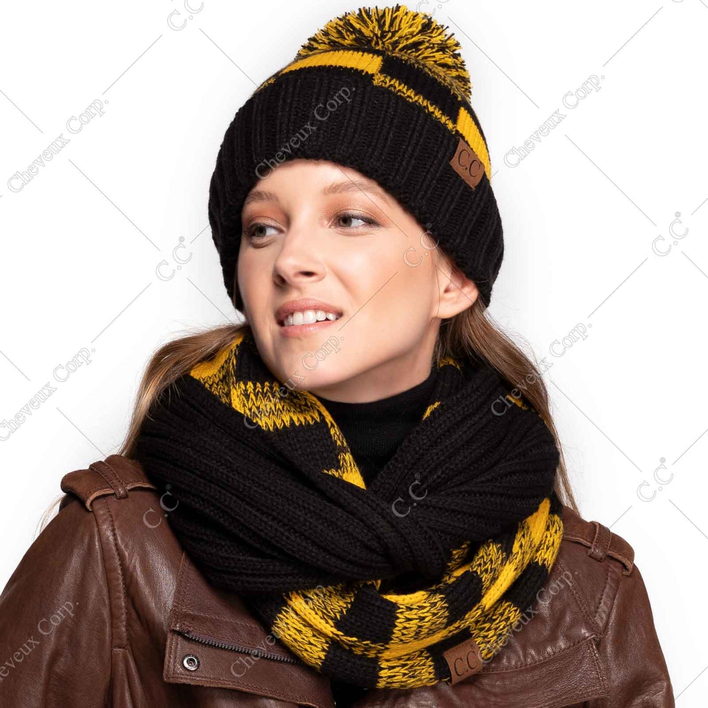 C.C Buffalo Check Pattern Infinity Scarf
