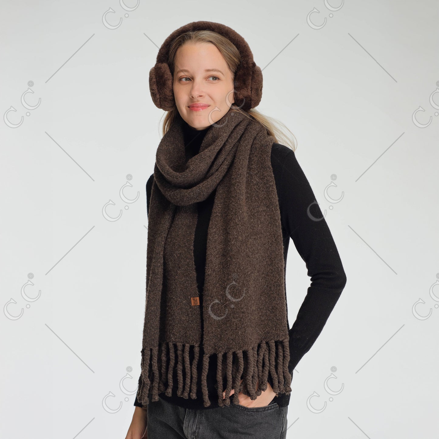 C.C Heathered Solid Woven Scarf
