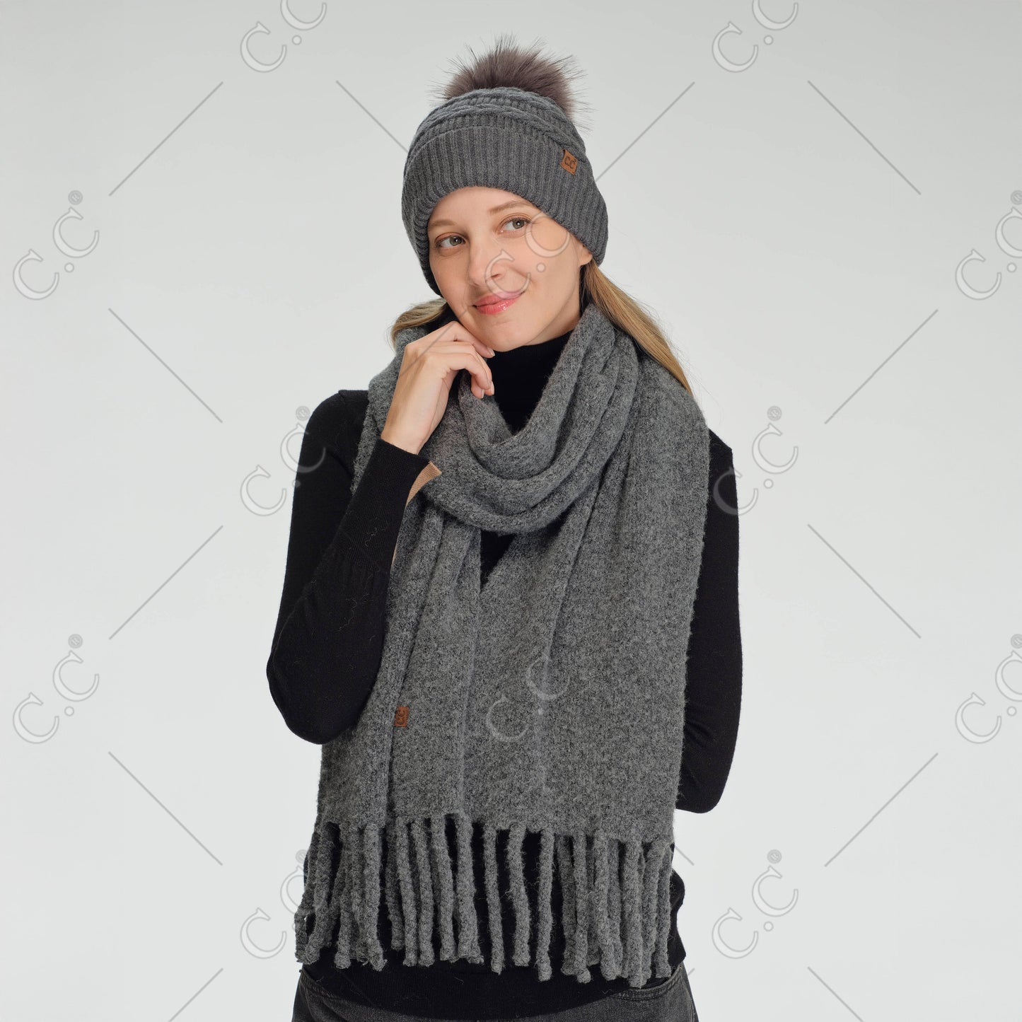 C.C Heathered Solid Woven Scarf