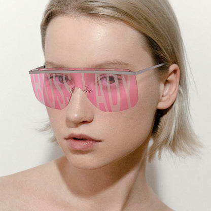 Madeline Love Pink Boss Lady Message Tinted Wayfarer Sunglasses