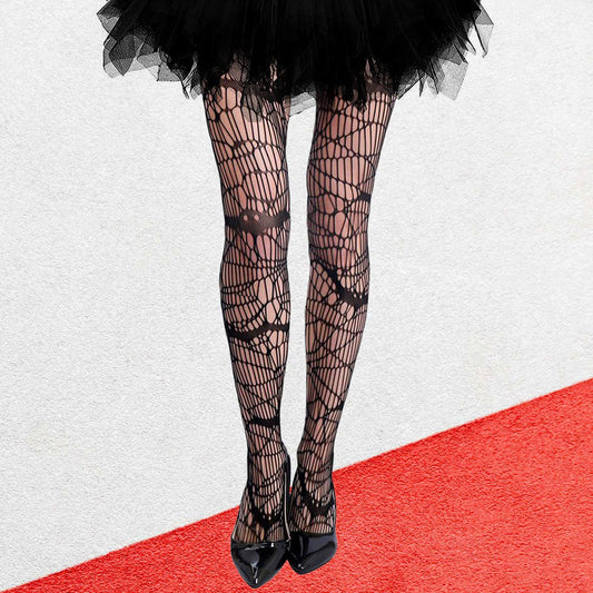 Madeline Love Black Bat Halloween Costume Fishnet Tights - Jewelry