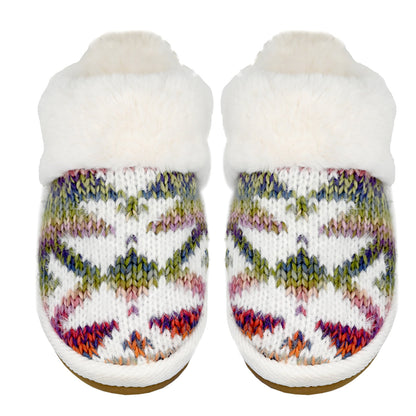 C.C Ombre Aztec Knitted Slippers With The Faux Fur Cuff