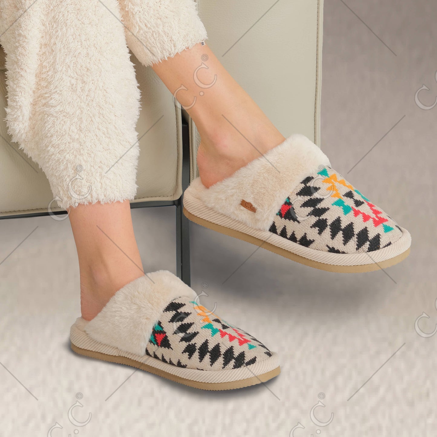 C.C Aztec Pattern Slippers