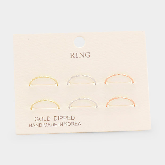 Madeline Love Gold, Rose Gold , Silver 6PCS - Gold Dipped Metal Rings - Jewelry