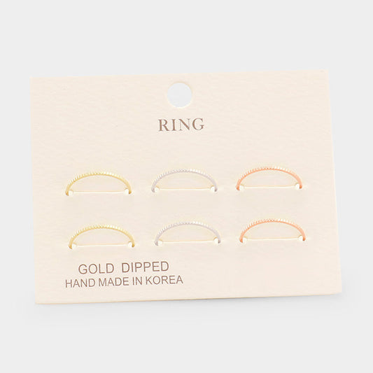 Madeline Love Gold, Rose Gold , Silver 6PCS - Gold Dipped Metal Rings - Jewelry
