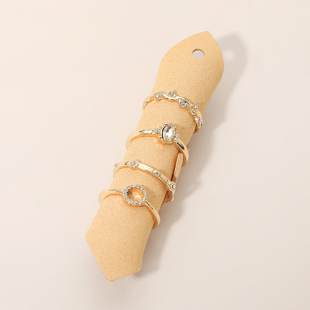 Madeline Love Gold Rhinestone Pave Round Marquise Stone Accent Stackable Ring Set