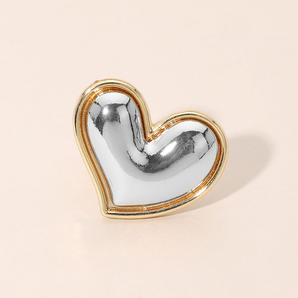 Madeline Love Gold, Silver Bold Metal Heart Accent Ring