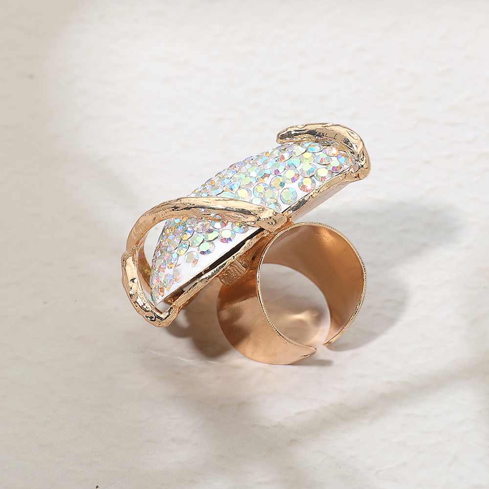 Madeline Love AB, Gold Bold Rhinestone Studded Heart Accent Ring - Hair Accessories - extra