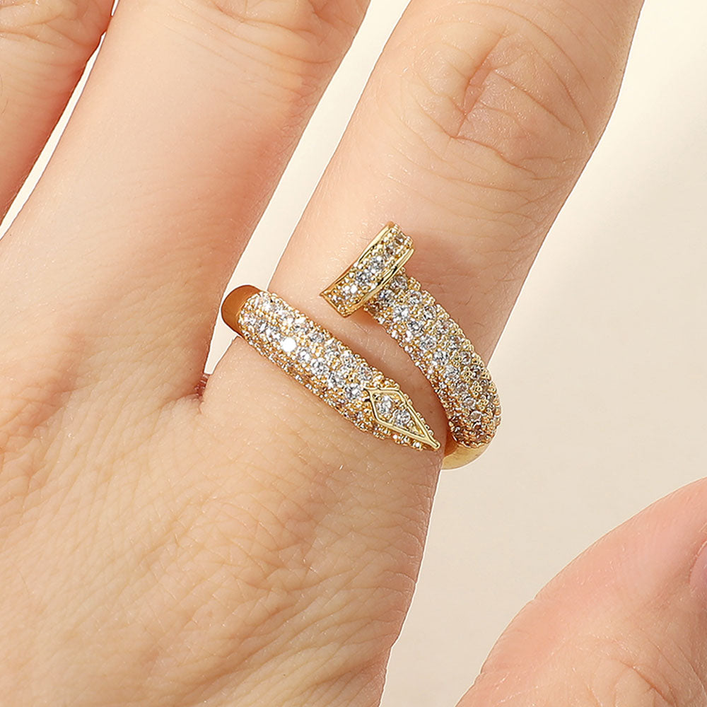 Madeline Love Gold Bold CZ Pave Nail Wrap Ring