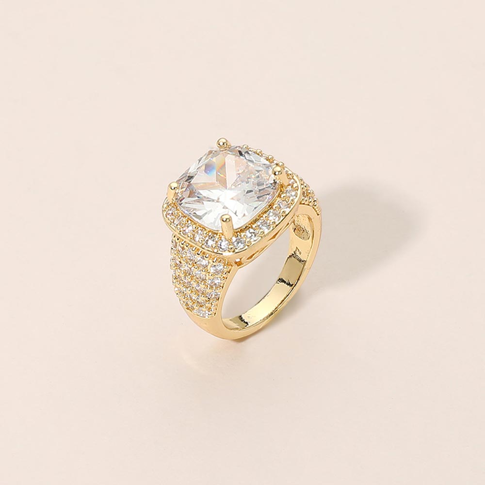 Madeline Love Gold Bold Cushion Halo Statement Ring