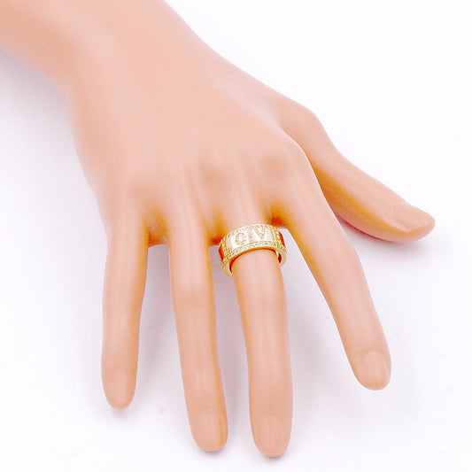 Gold Plated CZ Embellished Love Message Ring