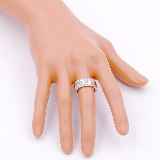 Rhodium Plated CZ Embellished Love Message Ring