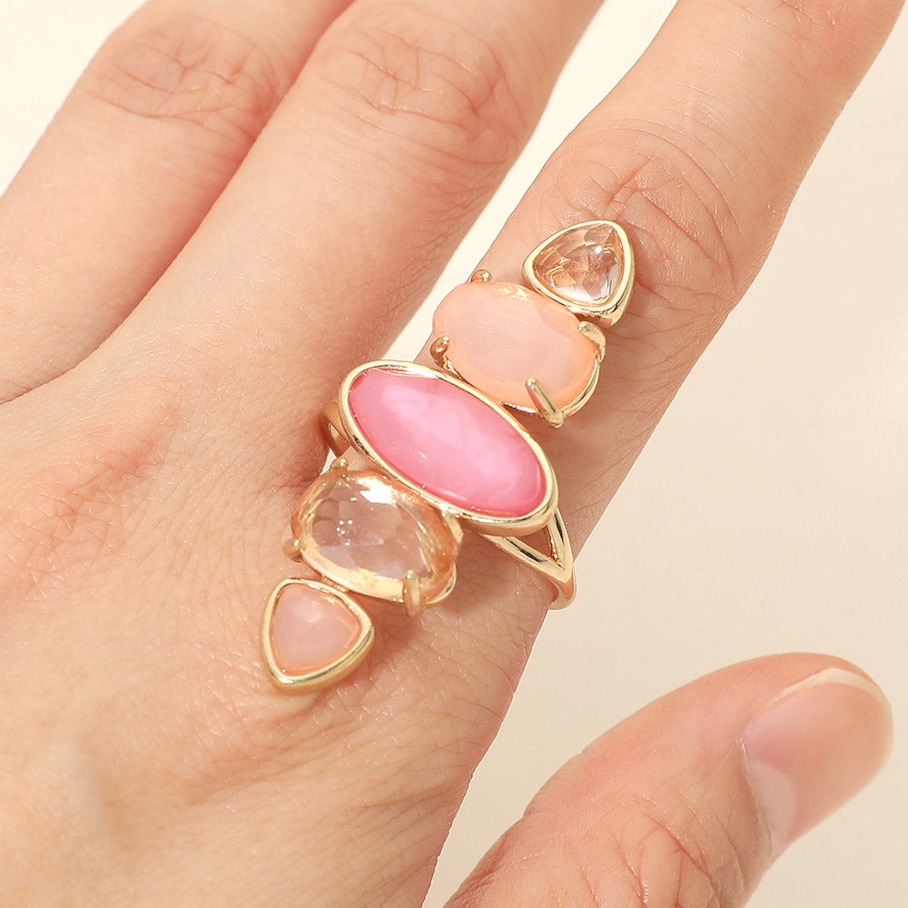 Madeline Love Gold, Light, Pink Bold Abstract Stone Accent Ring