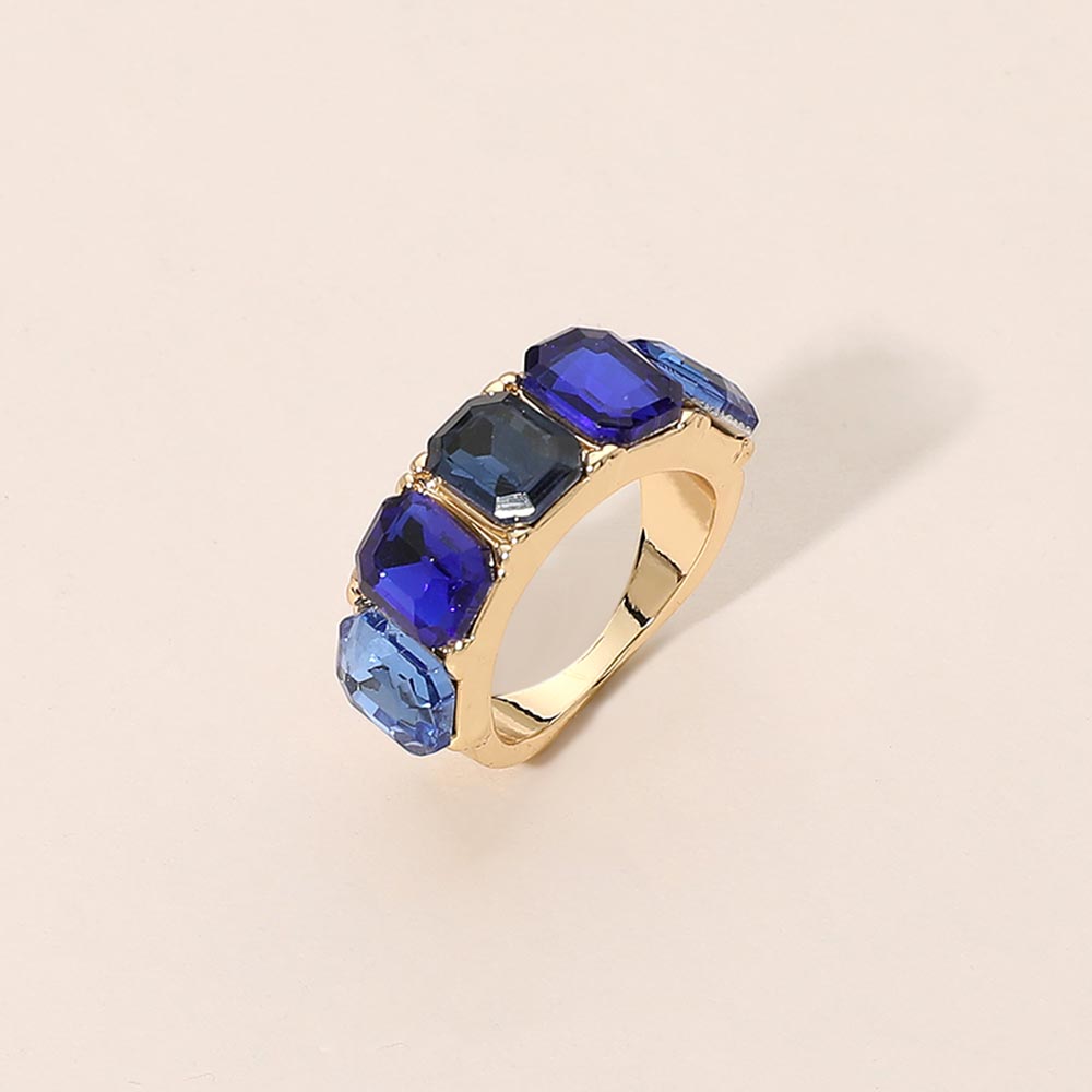 Madeline Love Blue, Multi Emerald Cut Stone Statement Band Ring