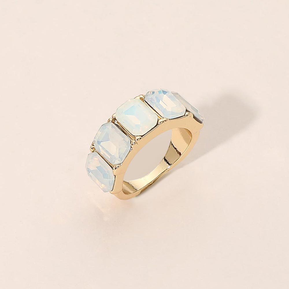 Madeline Love Opal Emerald Cut Stone Statement Band Ring