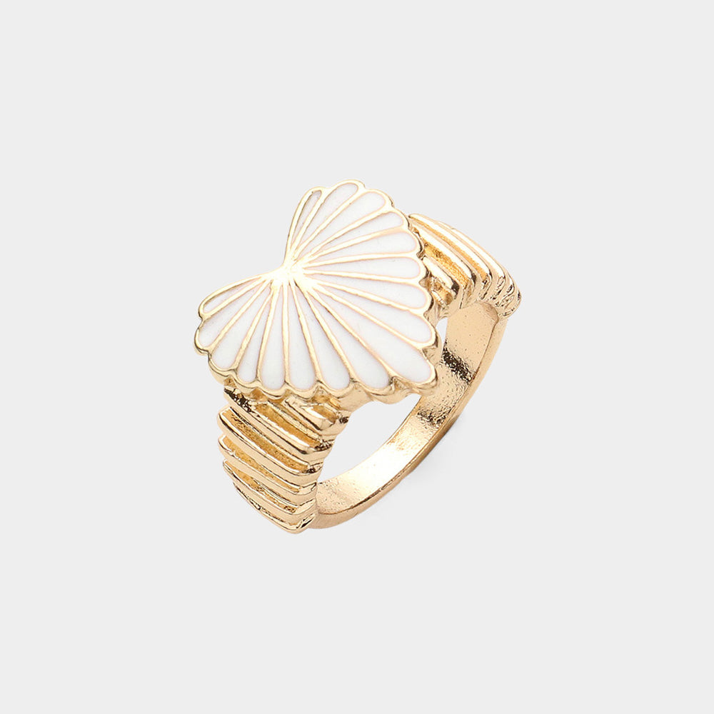 Enamel Heart Ring - Ivory