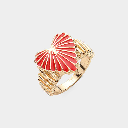 Enamel Heart Ring - Red