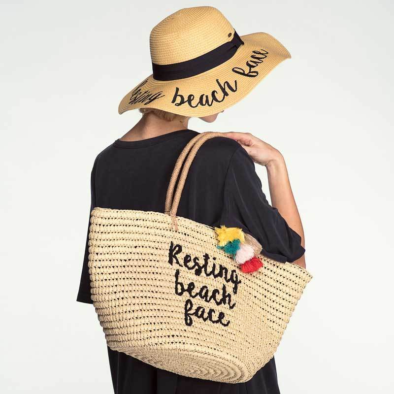 C.C Natural Straw Summer Tote Bag