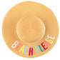 C.C Paper Brim Straw Hat With Lettering And Ribbon Band 100% Paper Straw