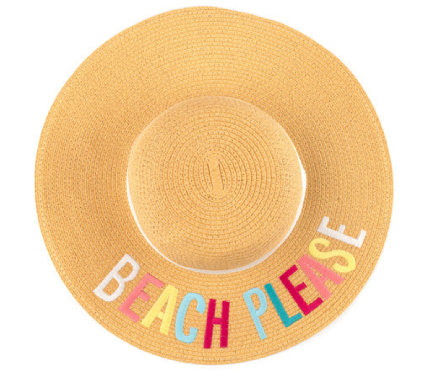 C.C Paper Brim Straw Hat With Lettering And Ribbon Band 100% Paper Straw