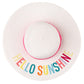 C.C Paper Brim Straw Hat With Lettering And Ribbon Band 100% Paper Straw