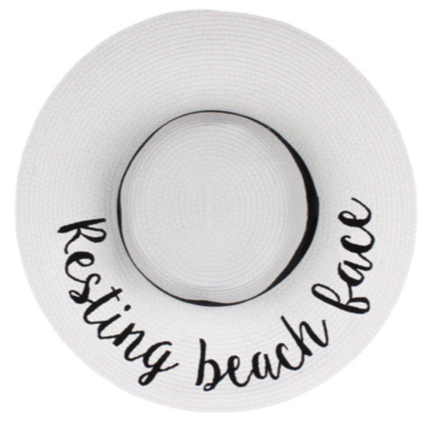 C.C Paper Brim Straw Hat With Lettering And Ribbon Band 100% Paper Straw