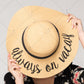 C.C Paper Brim Straw Hat With Lettering And Ribbon Band 100% Paper Straw