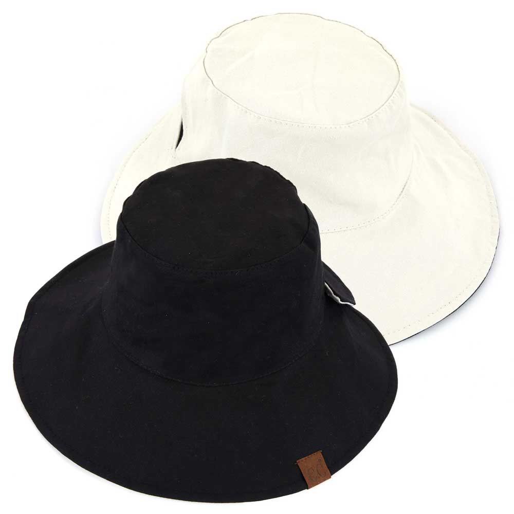 C.C Solid Reversible Ponytail Bucket Hat 100% Cotton