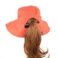 C.C Solid Reversible Ponytail Bucket Hat 100% Cotton