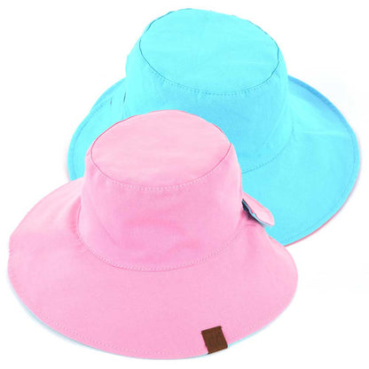 C.C Solid Reversible Ponytail Bucket Hat 100% Cotton
