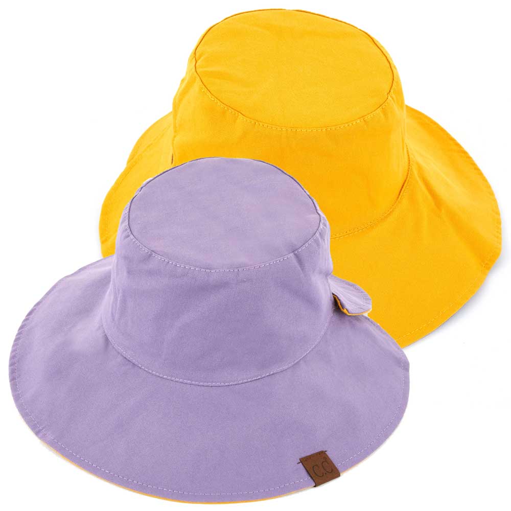C.C Solid Reversible Ponytail Bucket Hat 100% Cotton