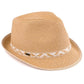 C.C Paper Straw Fedora Hat With Zigzag Pattern Band 80% Paper Straw 20% Polyester