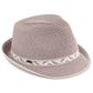 C.C Paper Straw Fedora Hat With Zigzag Pattern Band 80% Paper Straw 20% Polyester