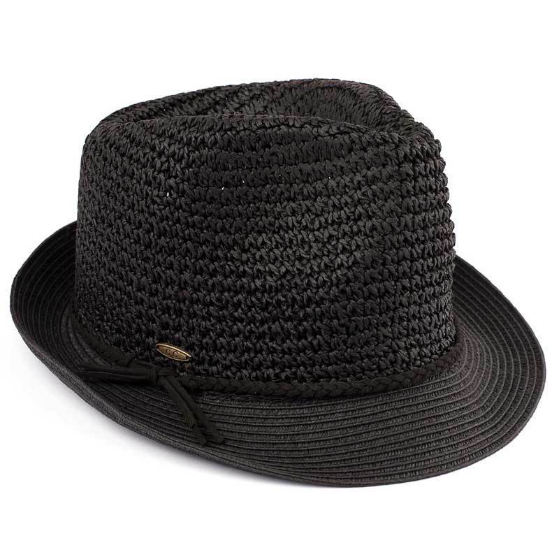 C.C Paper Straw Fedora Hat With Natural Straw Band 95% Paper Straw 5% Polyester
