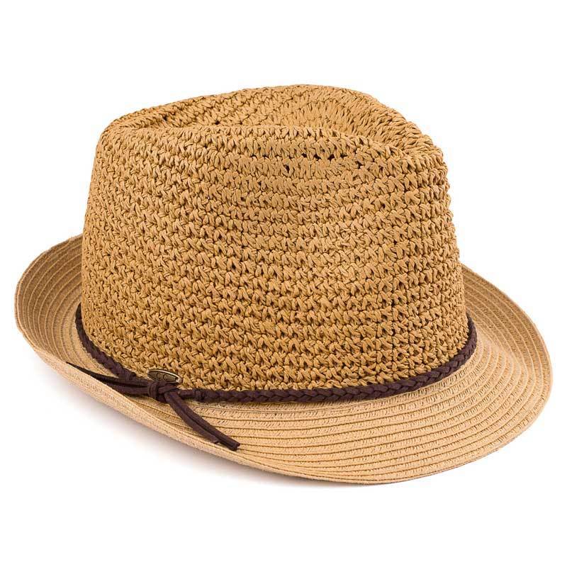 C.C Paper Straw Fedora Hat With Natural Straw Band 95% Paper Straw 5% Polyester