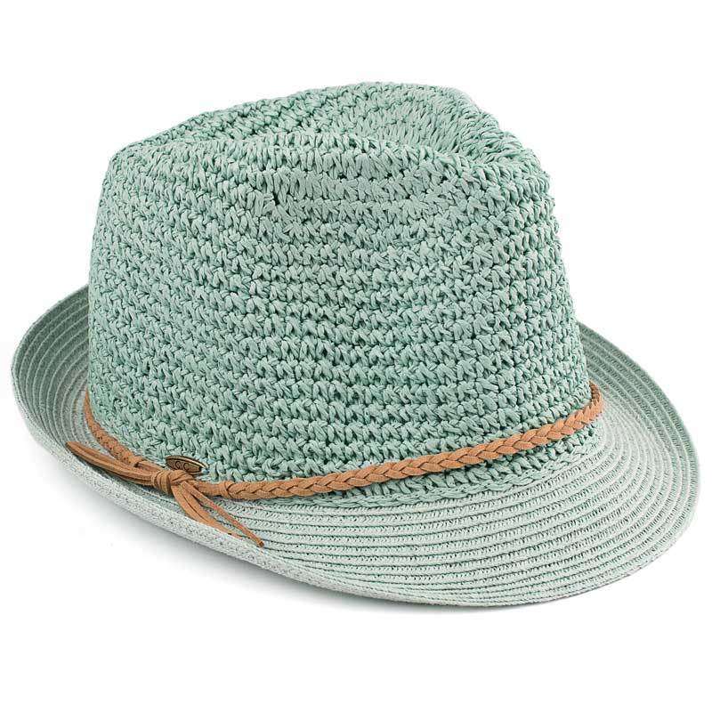 C.C Paper Straw Fedora Hat With Natural Straw Band 95% Paper Straw 5% Polyester