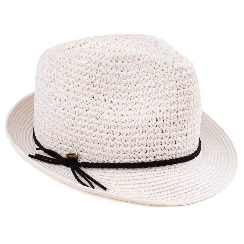 C.C Paper Straw Fedora Hat With Natural Straw Band 95% Paper Straw 5% Polyester