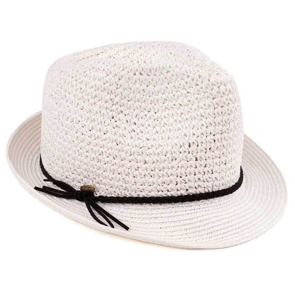 C.C Paper Straw Fedora Hat With Natural Straw Band 95% Paper Straw 5% Polyester