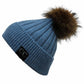 C.C Solid Color Ribbed Hat With Real Raccoon Fur Pom