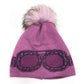 C.C Goggles Pattern Rhinestones Beanie With Real Fur Pom