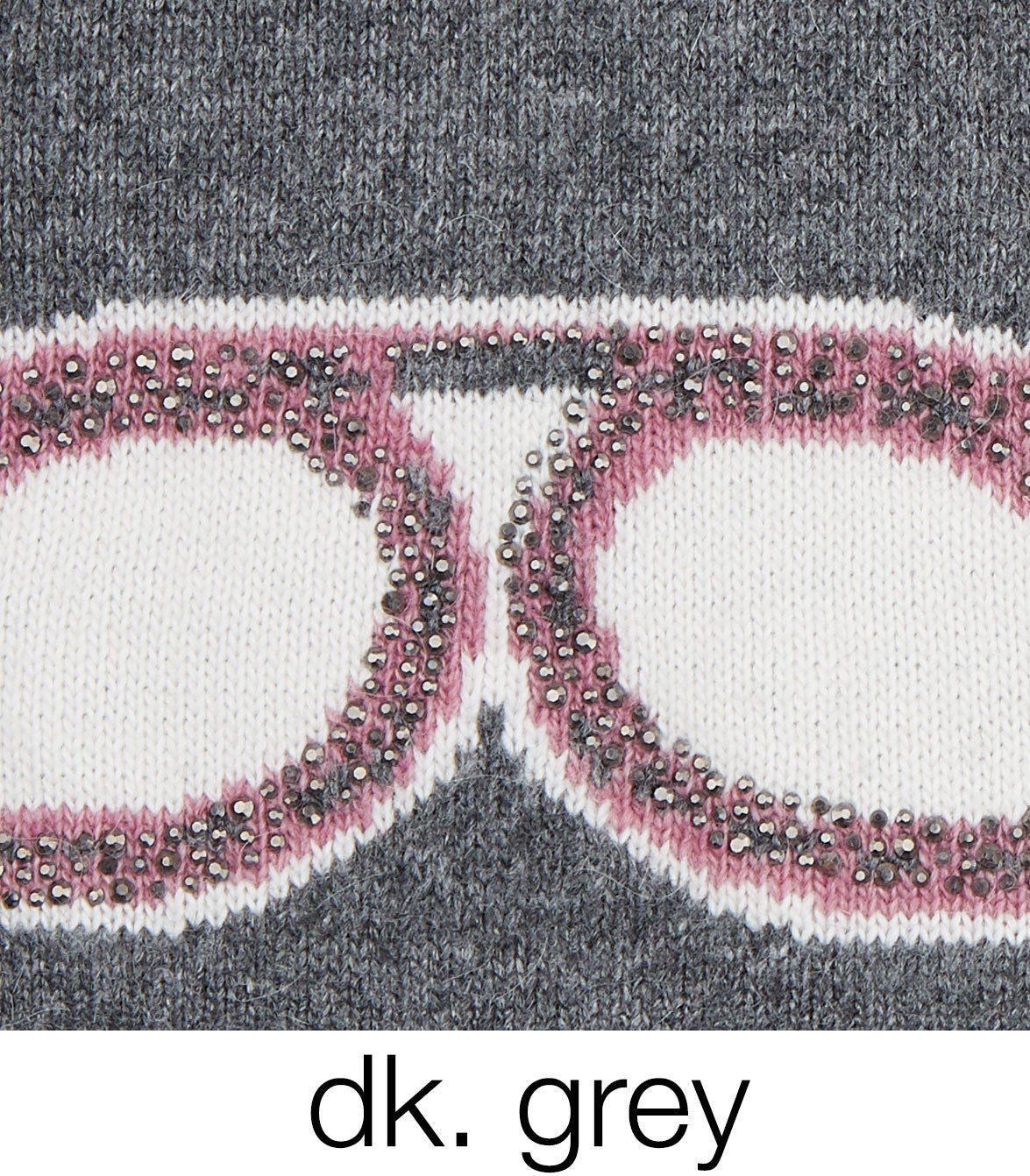 C.C Goggles Pattern Rhinestones Beanie With Real Fur Pom