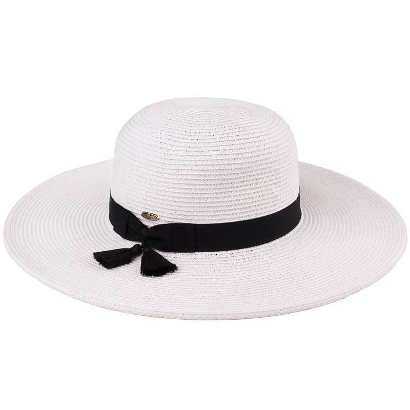 C.C Brim Hat With Tassel Band 88% Paper Straw 12% Polyester