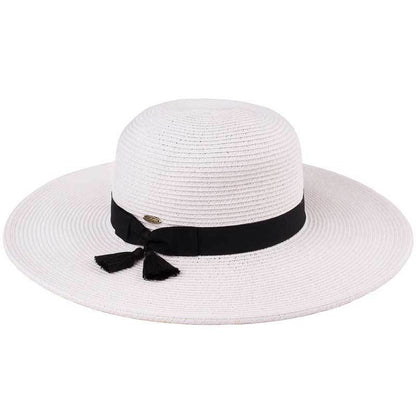 C.C Brim Hat With Tassel Band 88% Paper Straw 12% Polyester